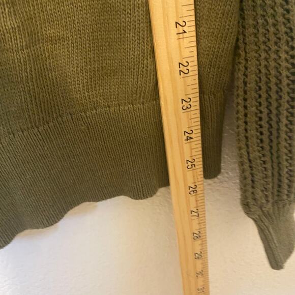 Ann Taylor Olive Green Open Knit Balloon Sleeve Sweater Size XL - Picture 7 of 7
